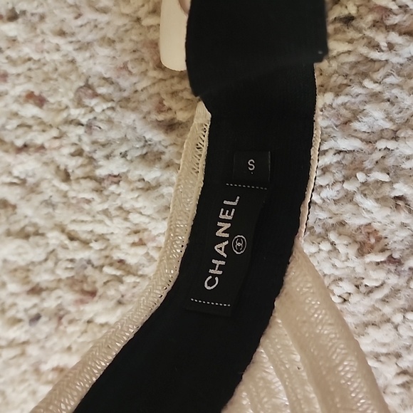 Chanel Visor White Ribbon Black Trim Sz. S main image 5